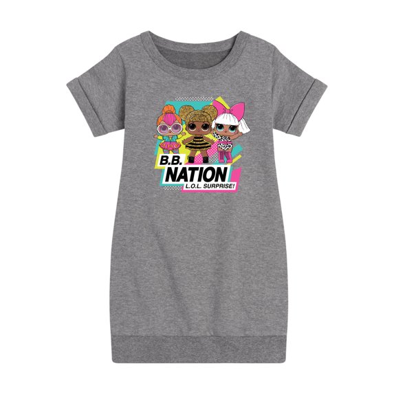 LOL Surprise! Dolls - B.B. Nation - Queen Bee, Neon QT, & Deva - Toddler & Youth Girls Fleece Dress