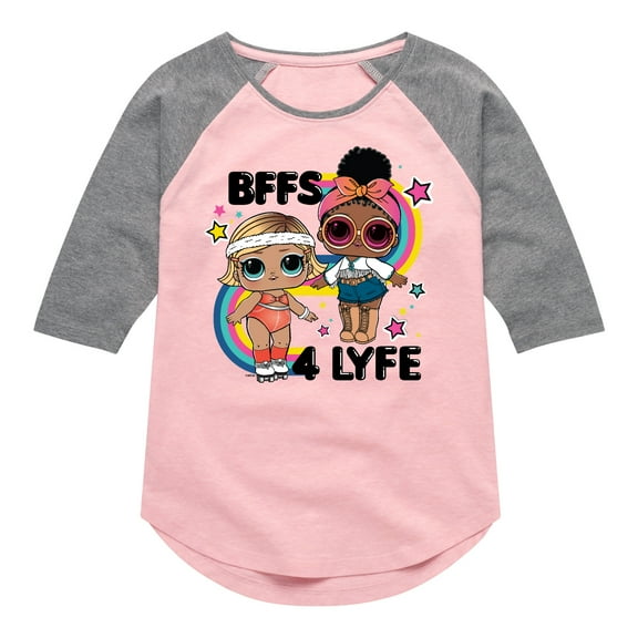 LOL Surprise! Dolls - BFF 4LYFE - Fit Queen & Foxy - Toddler & Youth Girls Raglan Graphic T-Shirt