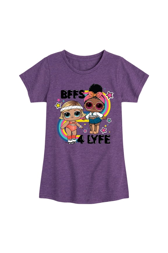 LOL Surprise! Dolls - BFF 4LYFE - Fit Queen & Foxy - Toddler & Youth Girls Short Sleeve Graphic T-Shirt