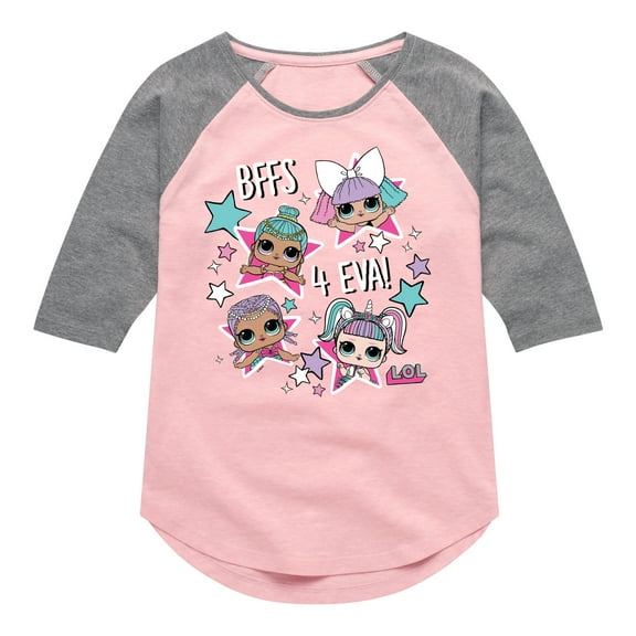 LOL Surprise! Dolls - BFFS 4 EVA - Besties - Toddler & Youth Girls Raglan Graphic T-Shirt