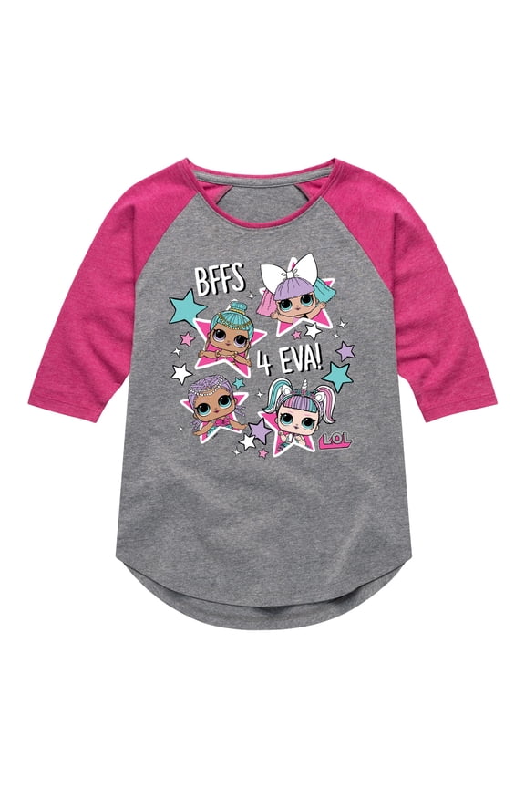 LOL Surprise! Dolls - BFFS 4 EVA - Besties - Toddler & Youth Girls Raglan Graphic T-Shirt