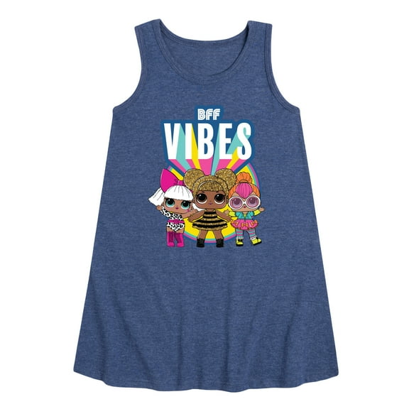 LOL Surprise! Dolls - Bff Vibes with Queen Bee, Deva, & Neon QT - Toddler & Youth Girls A-line Dress