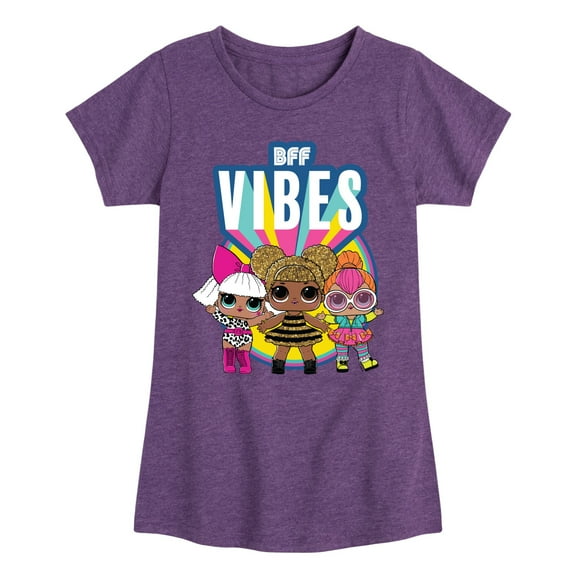 LOL Surprise! Dolls - Bff Vibes with Queen Bee, Deva, & Neon QT - Toddler & Youth Girls Short Sleeve Graphic T-Shirt