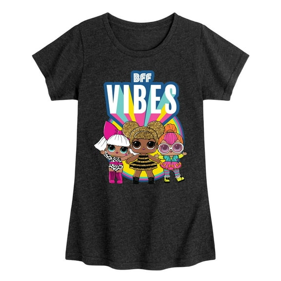 LOL Surprise! Dolls - Bff Vibes with Queen Bee, Deva, & Neon QT - Toddler & Youth Girls Short Sleeve Graphic T-Shirt
