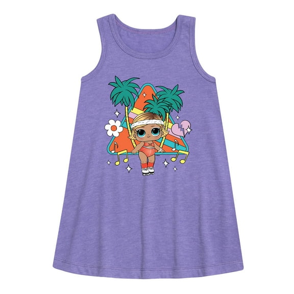LOL Surprise! Dolls - Boogie Babe - Retro Style with Palm Trees - Toddler & Youth Girls A-line Dress