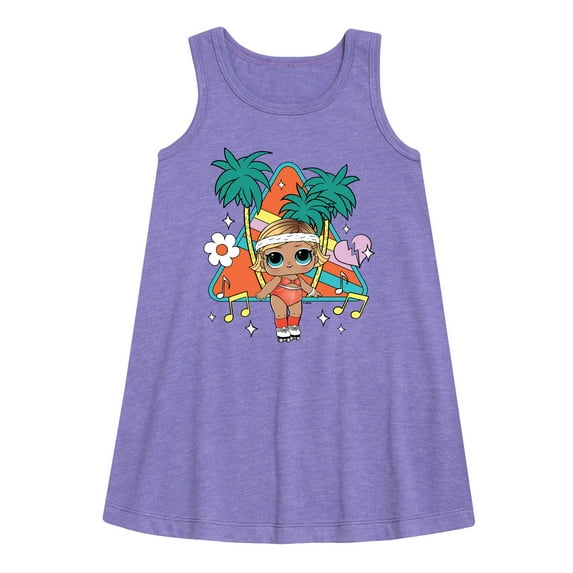 LOL Surprise! Dolls - Boogie Babe - Retro Style with Palm Trees - Toddler & Youth Girls A-line Dress