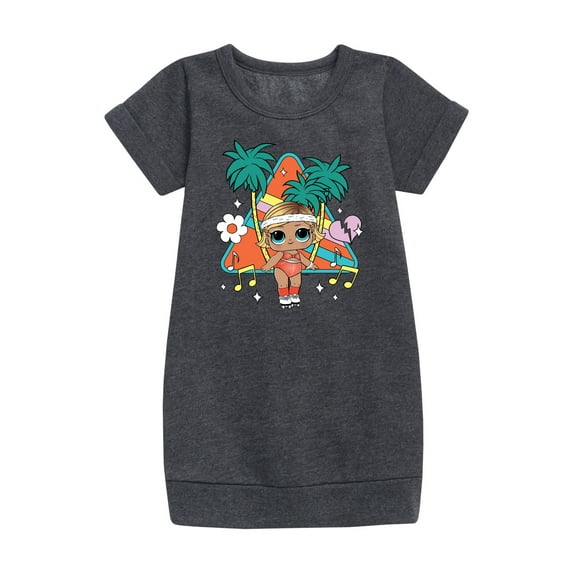LOL Surprise! Dolls - Boogie Babe - Retro Style with Palm Trees - Toddler & Youth Girls Fleece Dress