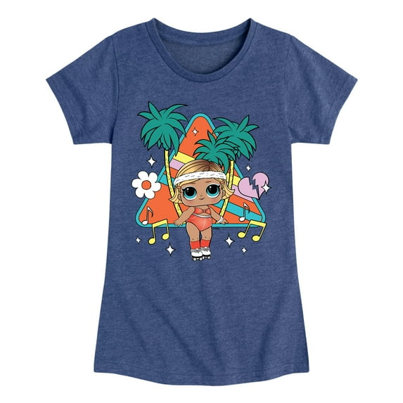 LOL Surprise! Dolls - Boogie Babe - Retro Style with Palm Trees - Toddler & Youth Girls Short Sleeve Graphic T-Shirt