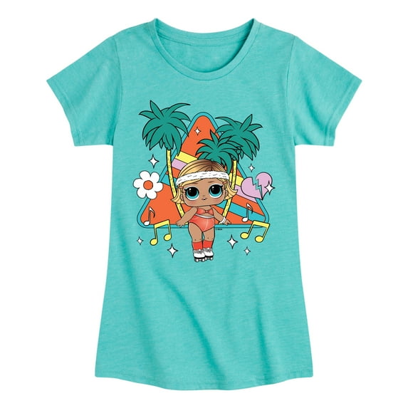 LOL Surprise! Dolls - Boogie Babe - Retro Style with Palm Trees - Toddler & Youth Girls Short Sleeve Graphic T-Shirt