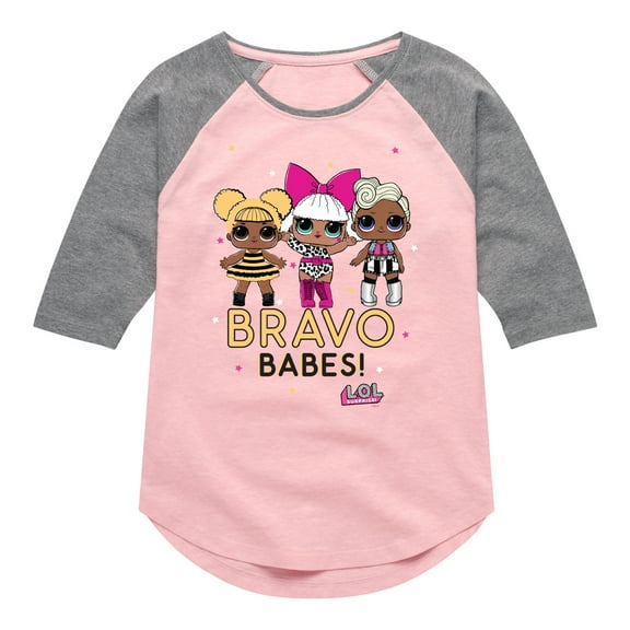 LOL Surprise! Dolls - Bravo Babes - Toddler & Youth Girls Raglan Graphic T-Shirt