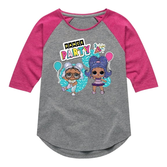 LOL Surprise! Dolls - Dance Party - Let's Celebrate - Toddler & Youth Girls Raglan Graphic T-Shirt