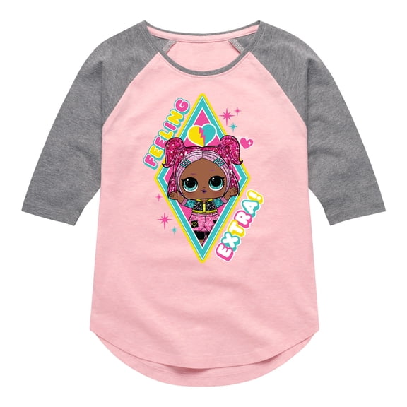 LOL Surprise! Dolls - Feeling Extra - V.R.Q.T. - Toddler & Youth Girls Raglan Graphic T-Shirt