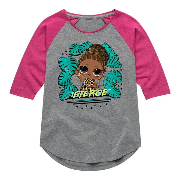 LOL Surprise! Dolls - Fierce Doll - Jungle Theme - Toddler & Youth Girls Raglan Graphic T-Shirt