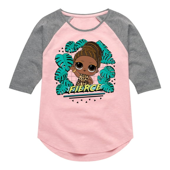 LOL Surprise! Dolls - Fierce Doll - Jungle Theme - Toddler & Youth Girls Raglan Graphic T-Shirt