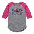 thumbnail image 1 of LOL Surprise! Dolls - Fourth of July - Red, White, & Blue Dolls - Toddler & Youth Girls Raglan Graphic T-Shirt, 1 of 5