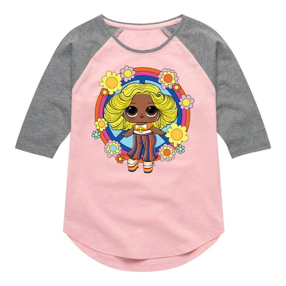 LOL Surprise! Dolls - Free Spirit Doll - Shine Bay Bay Retro Styled - Toddler & Youth Girls Raglan Graphic T-Shirt