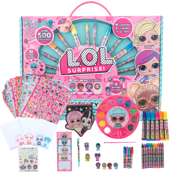 LOL Surprise Dolls Girls Art Set Painting Coloring Supply and Stickers 711 Piece Set