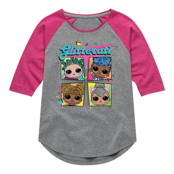 LOL Surprise! Dolls - Glam Series - Glitterati Retro Style - Toddler & Youth Girls Raglan Graphic T-Shirt