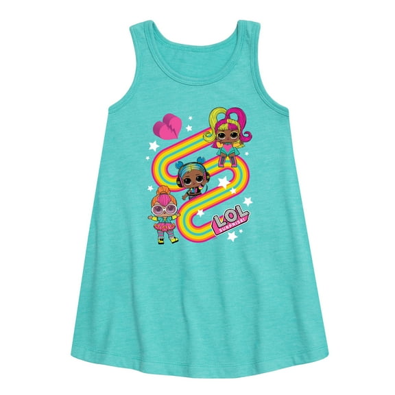 LOL Surprise! Dolls - Glow Grrrl, Neon QT, & Beats Babe - Toddler & Youth Girls A-line Dress