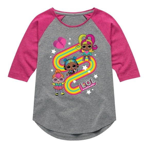 LOL Surprise! Dolls - Glow Grrrl, Neon QT, & Beats Babe - Toddler & Youth Girls Raglan Graphic T-Shirt