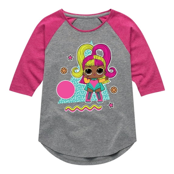 LOL Surprise! Dolls - Glow Grrrl Retro Styled - Toddler & Youth Girls Raglan Graphic T-Shirt