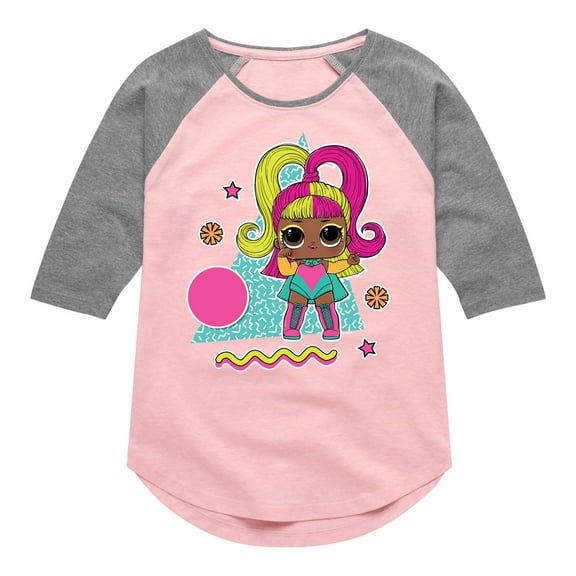 LOL Surprise! Dolls - Glow Grrrl Retro Styled - Toddler & Youth Girls Raglan Graphic T-Shirt