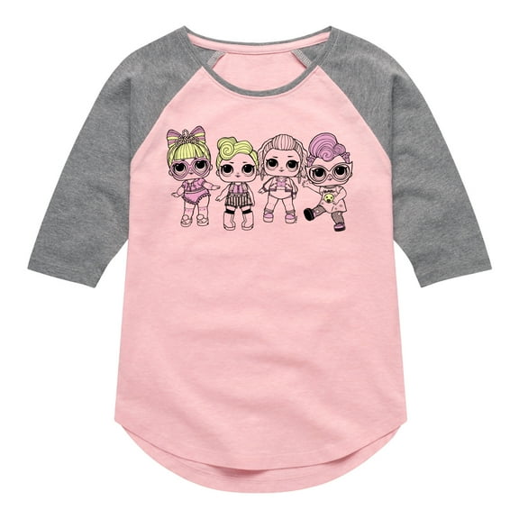LOL Surprise! Dolls - Grrrl Squad - Toddler & Youth Girls Raglan Graphic T-Shirt