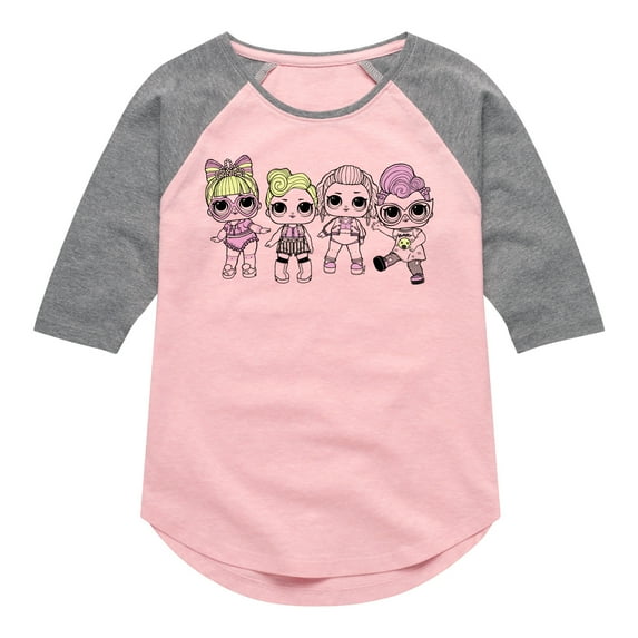 LOL Surprise! Dolls - Grrrl Squad - Toddler & Youth Girls Raglan Graphic T-Shirt