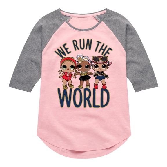 LOL Surprise! Dolls - Grrrls Run the World - Toddler & Youth Girls Raglan Graphic T-Shirt