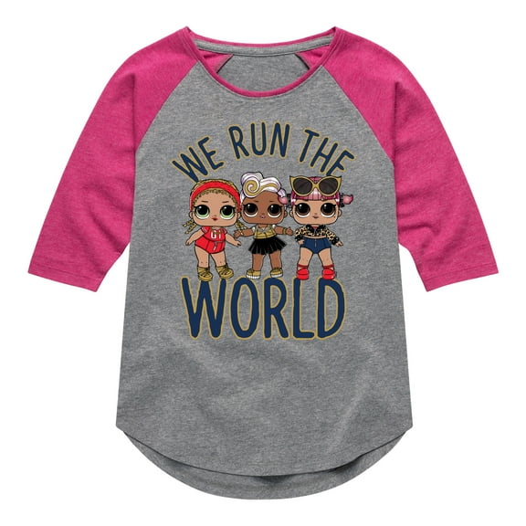 LOL Surprise! Dolls - Grrrls Run the World - Toddler & Youth Girls Raglan Graphic T-Shirt