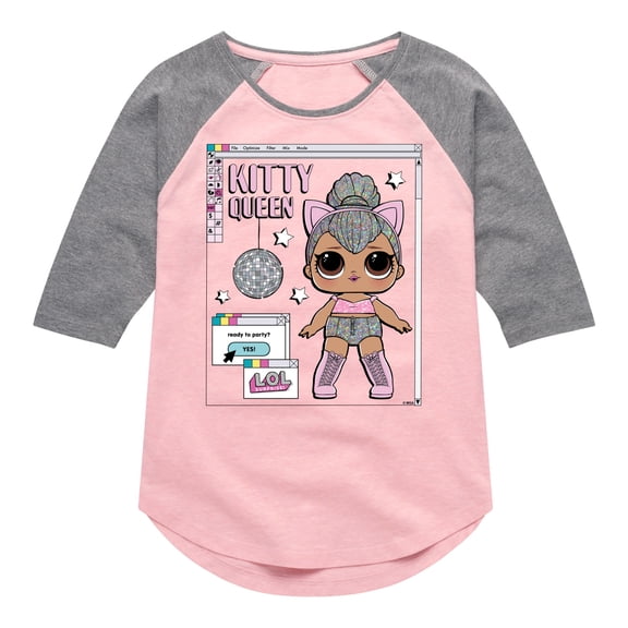 LOL Surprise! Dolls Kitty Queen - Computer Design - Toddler & Youth Girls Raglan Graphic T-Shirt