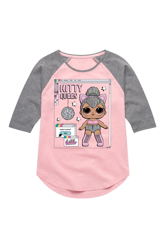 LOL Surprise! Dolls Kitty Queen - Computer Design - Toddler & Youth Girls Raglan Graphic T-Shirt
