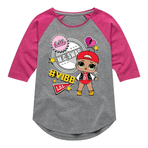 LOL Surprise! Dolls - M.C. Swag Vibe - School Doll - Toddler & Youth Girls Raglan Graphic T-Shirt