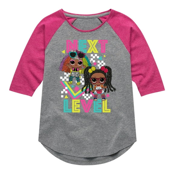 LOL Surprise! Dolls - Next Level - Retro School Style - Toddler & Youth Girls Raglan Graphic T-Shirt