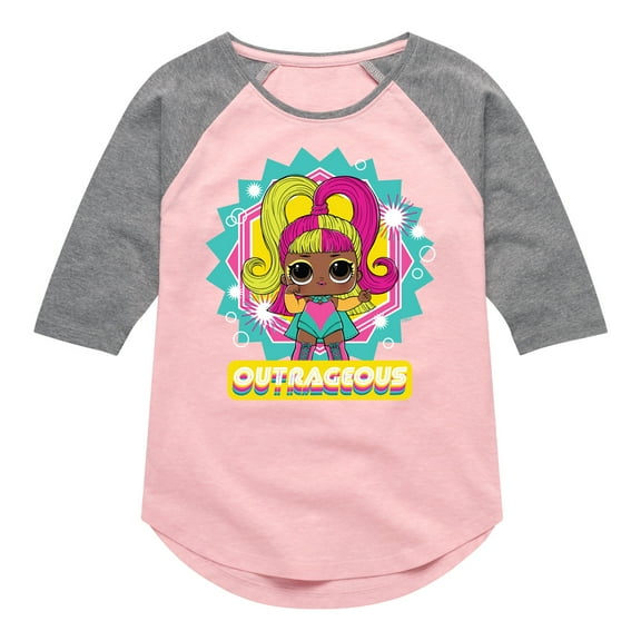 LOL Surprise! Dolls - Outrageous -Glow Grrrl - Toddler & Youth Girls Raglan Graphic T-Shirt