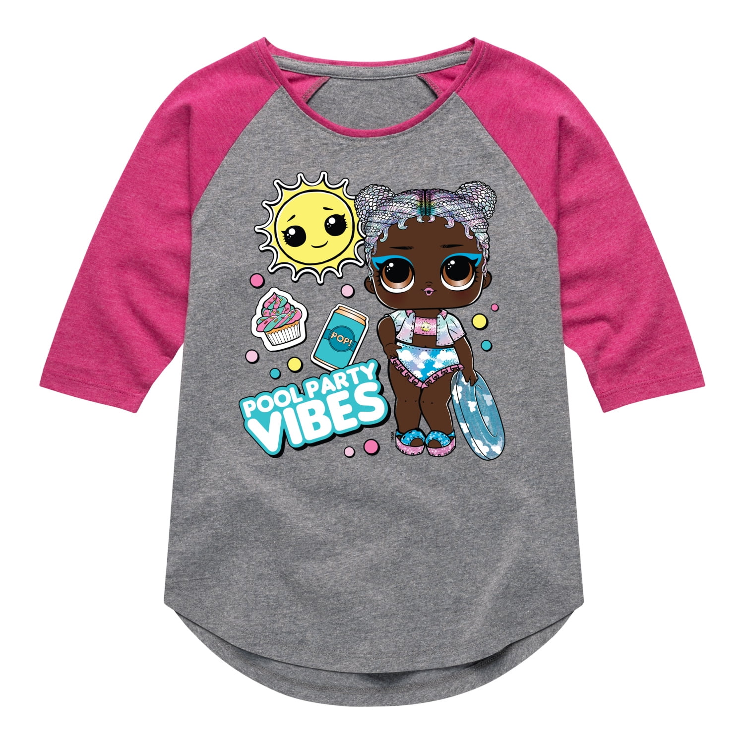 LOL Surprise Dolls Pool Party Vibes Beach Babe Toddler Youth Girls Raglan Graphic T Shirt Walmart