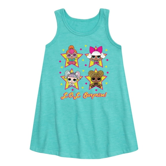 LOL Surprise! Dolls - Queen Bee, Neon QT, Deva, & Sugar - Toddler & Youth Girls A-line Dress