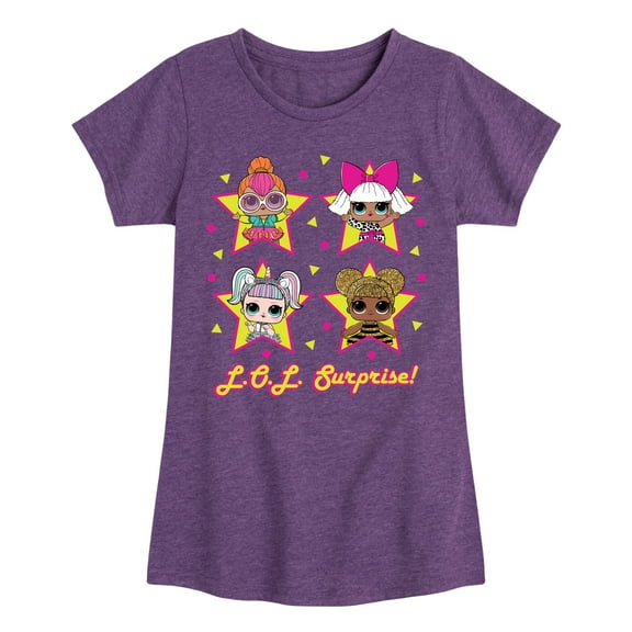 LOL Surprise! Dolls - Queen Bee, Neon QT, Deva, & Sugar - Toddler & Youth Girls Short Sleeve Graphic T-Shirt