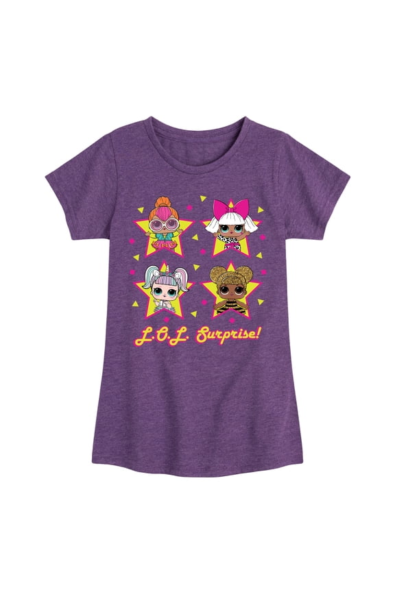 LOL Surprise! Dolls - Queen Bee, Neon QT, Deva, & Sugar - Toddler & Youth Girls Short Sleeve Graphic T-Shirt