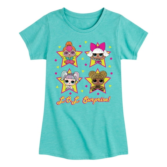 LOL Surprise! Dolls - Queen Bee, Neon QT, Deva, & Sugar - Toddler & Youth Girls Short Sleeve Graphic T-Shirt