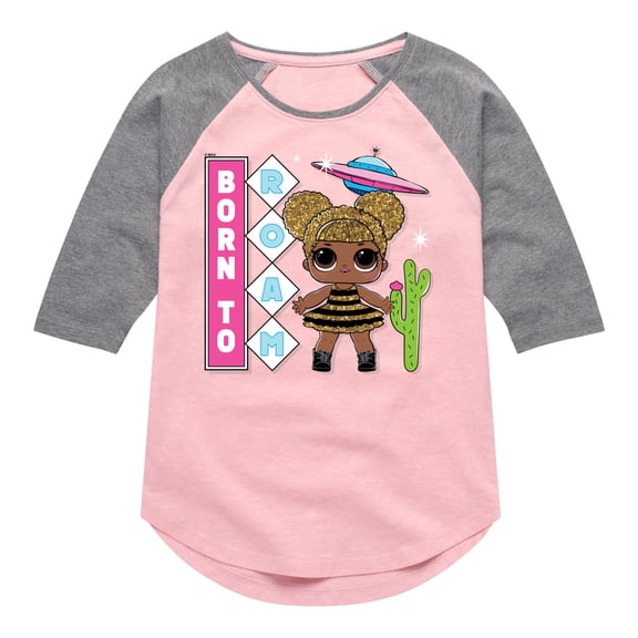 LOL Surprise! Dolls - Queen Bee is Born to Roam - Toddler & Youth Girls Raglan Graphic T-Shirt
