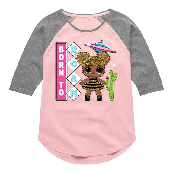LOL Surprise! Dolls - Queen Bee is Born to Roam - Toddler & Youth Girls Raglan Graphic T-Shirt