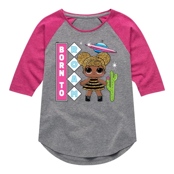 LOL Surprise! Dolls - Queen Bee is Born to Roam - Toddler & Youth Girls Raglan Graphic T-Shirt