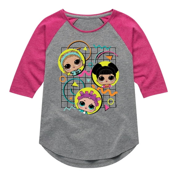 LOL Surprise! Dolls - Retro Style - Original Dolls - Toddler & Youth Girls Raglan Graphic T-Shirt