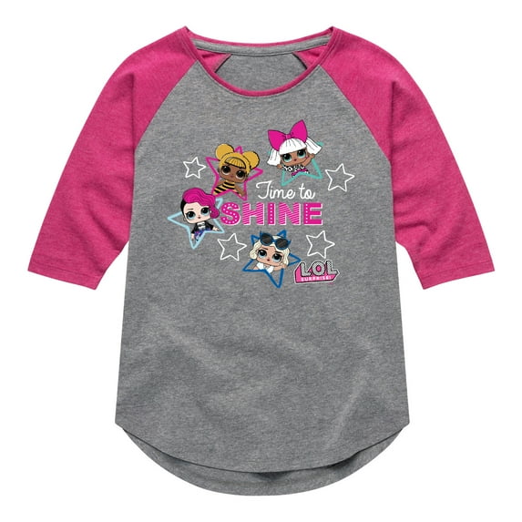 LOL Surprise! Dolls - Time to Shine - Shinning Stars - Toddler & Youth Girls Raglan Graphic T-Shirt