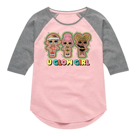 LOL Surprise! Dolls - U Glow Girl - Girl Group - Toddler & Youth Girls Raglan Graphic T-Shirt