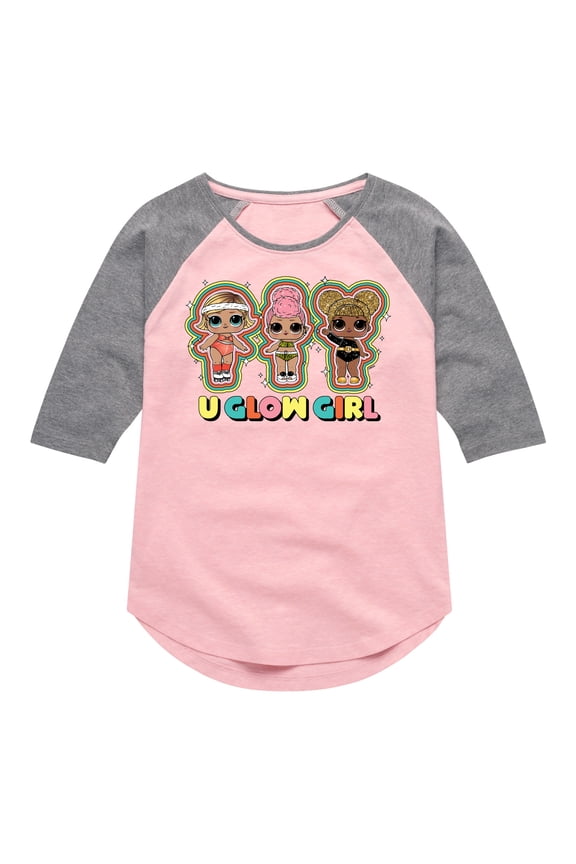 LOL Surprise! Dolls - U Glow Girl - Girl Group - Toddler & Youth Girls Raglan Graphic T-Shirt