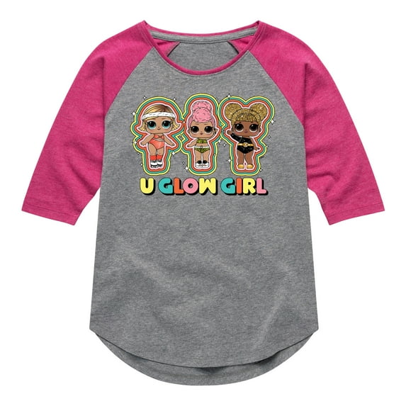 LOL Surprise! Dolls - U Glow Girl - Girl Group - Toddler & Youth Girls Raglan Graphic T-Shirt