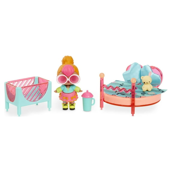 LOL Surprise Furniture Bedroom Playset With Neon Q.T Doll & 10+ Surprises, Great Gift for Kids Ages 4+