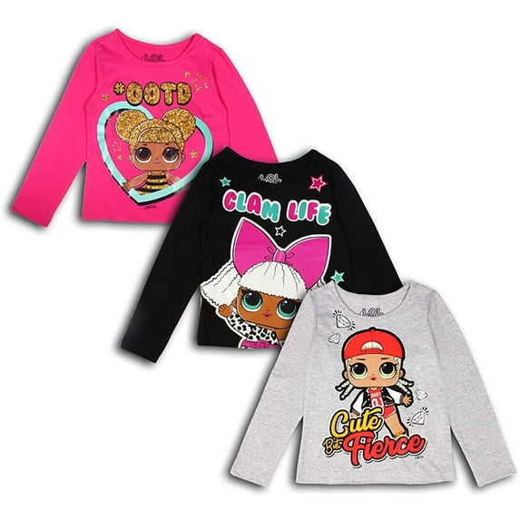 LOL Surprise Girl's 3 Pack Long Sleeves Tee Shirt Set